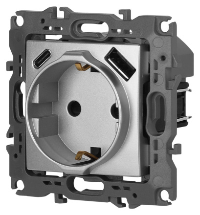 Розетка со шторками с USB type-A+C Эра 12-4108-03 Б0067716