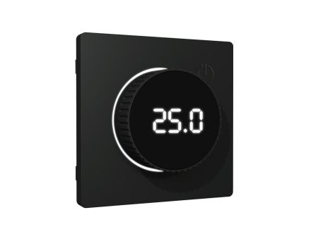 Лицевая панель Alfa (Черный матовый) для терморегулятора теплого пола с цифровым дисплеем Quant Ambrella Volt AP8058