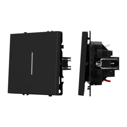 Механизм выключателя одноклавишный проходной Arlight LED SWT-NOBE-MKP1-SFPL-L-BK (230V, 10A) 054261