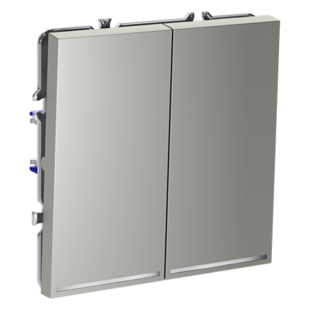 Проходной переключатель двухклавишный с подсветкой Voltum S70 VLS020405 (сталь)