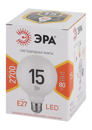 Лампа светодиодная Эра E27 15W 2700K LED G95-15W-2700K-E27 Б0049077