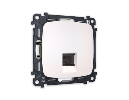 Комплект механизма телефонной розетки RJ-11(4P4C) со шторкой Ambrella Volt Omega MO212030