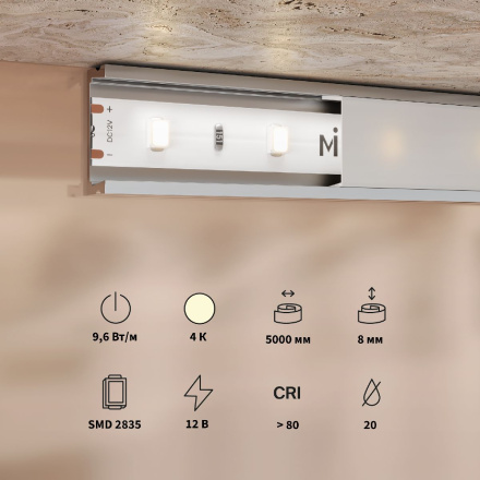 Светодиодная лента Maytoni Base 12В 2835 9,6Вт/м 4000K 5м IP20 201169