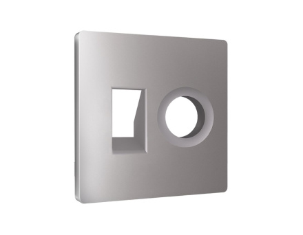 Лицевая панель Alfa (Сталь матовый) для компьютерной/телефонной + TV розетки RJ-45/RJ-11 Quant Ambrella Volt AP5125