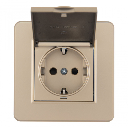 Комплект розетки с/з и шторками, защитной крышкой и рамкой Arte Milano SET16-1-41-1 shampan