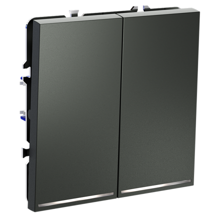 Выключатель двухклавишный с подсветкой Voltum S70 VLS020206 (титан)