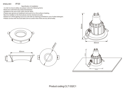 Встраиваемый светильник Crystal Lux CLT 032 CLT 032C1 BL