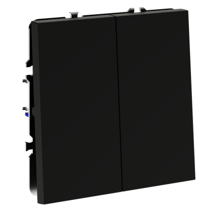 Перекрестный переключатель встраиваемый Voltum S70 двухклавишный 10А, (черный матовый) VLS020508
