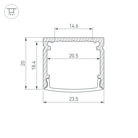 Профиль Arlight WIDE-H20-2000 ANOD 055756