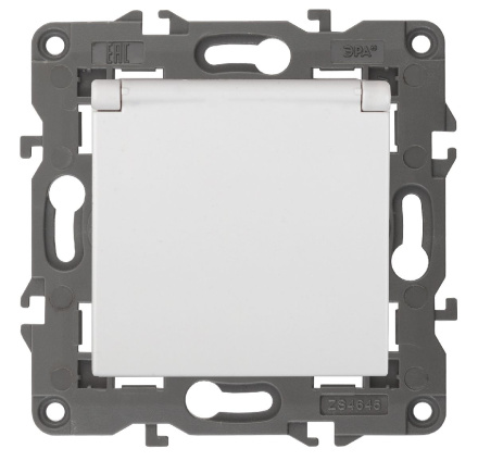 Розетка 2P+E Schuko со шторками с крышкой Эра 14-2103-01 Б0034278