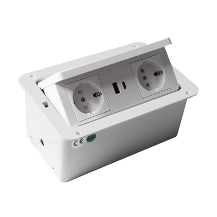 Блок розеток LK-DMS-742 (2 секции полуавтоматический 2 USB беспроводная зарядка) Mebax 00-00002869