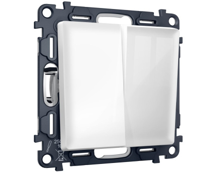 Комплект механизма 2-клавишного перекрестного выключателя 10A-250V Alfa Белый глянец Quant Ambrella Volt MA103030 (AP1030, VM125)