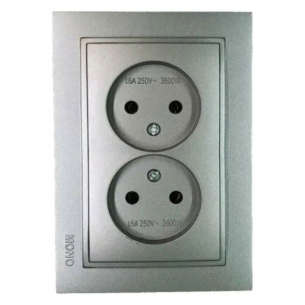 Розетка на 2 поста без заземления Mono Electric Despina 16A 250В антрацит 102-242405-121