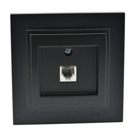 Розетка телефонная Rj45 Cat3 Mono Electric Despina графит 102-202005-124
