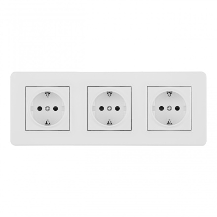 Розетка тройная (трехпостовая) с/з и шторками Arte Milano SET16-3-40-1x3 white