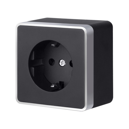 Розетка с заземлением и шторками Werkel Gallant (черный с серебром) W5071134 4690389164569 a051150