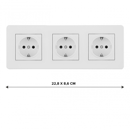 Розетка тройная (трехпостовая) с/з и шторками Arte Milano SET16-3-40-1x3 white