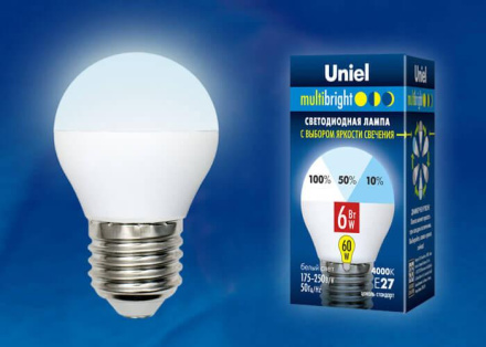 Лампа светодиодная (UL-00002377) Uniel E27 6W 3000K матовая LED-G45-6W/WW/E27/FR/MB PLM11WH