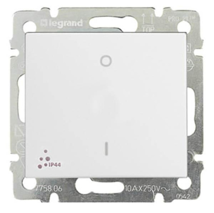 Выключатель одноклавишный двухполюсный Legrand Valena 10A 250V IP44 белый 770092