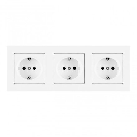 Розетка тройная (трехпостовая) с/з и шторками Arte Milano SET06-3-40-1x3 white