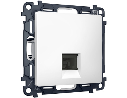 Комплект механизма компьютерной розетки RJ-45 экранированной с автоматической защитной шторкой Alfa Белый матовый Quant Ambrella Volt MA132005 (AP1320, VM185)