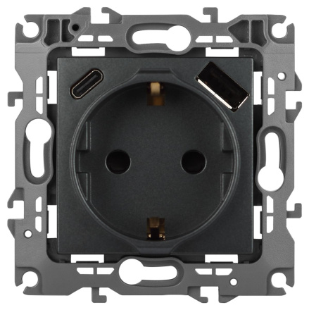 Розетка со шторками с USB type-A+C Эра 12-4108-12 Б0067700