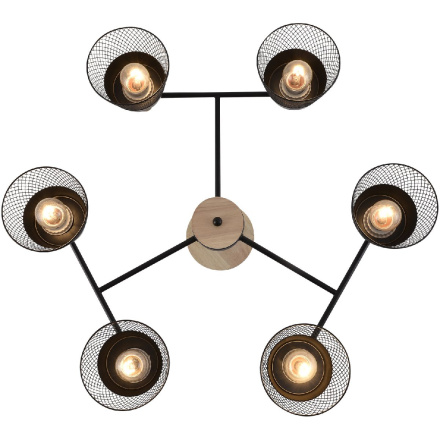 Люстра на штанге Reluce 01492-0.3-06 BK+WOOD