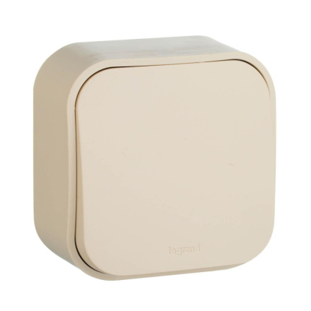 Выключатель одноклавишный кнопочный Legrand Quteo 6A 250V слоновая кость 782235