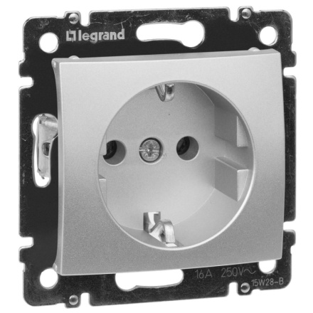 Розетка 2К+3 Legrand Valena 16A 250V с/з винтовой зажим алюминий 770120