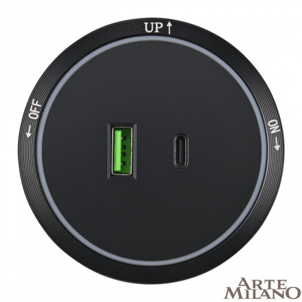 Трековая розетка Arte Milano Am-track-sockets 380066TS LED/USB-Type-C Black