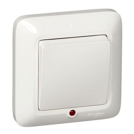 Выключатель 1-клавишный с подсветкой Schneider Electric Прима S16-053-BI