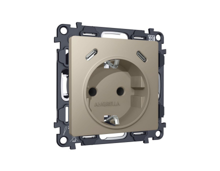 Комплект механизма электрической розетки 2USB С+C 20W с/з на винтовых зажимах 16A-250V Alfa Серо-бежевый матовый Quant Ambrella Volt MA370510 (AP3705, VM165)