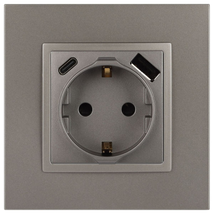 Розетка со шторками с USB type-A+C Эра Elegance 14-4108-16 Б0067695