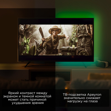 ТВ подсветка, комплект светодиодной ленты Apeyron 5В 5050 7,2Вт/м RGB 2*0,5м IP20 10-70