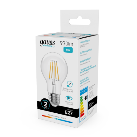 Лампа светодиодная Gauss Filament Elementary E27 11W 4100K 22221