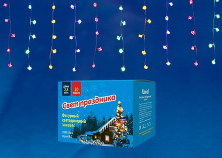 Светодиодная гирлянда Uniel занавес Бриллианты (UL-00003940) разноцветный ULD-E2805-100/DTA Multi IP20 Diamond