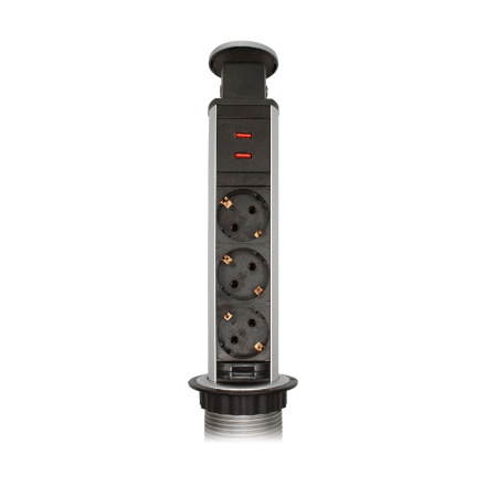 Блок розеток 105S (J) (3 секции + 2 USB) Mebax 00-00003152