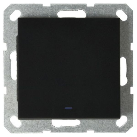 Выключатель одноклавишный Jasmart со светодиодом с накладкой 10A 250V черный матовый (soft touch) G3011NPB