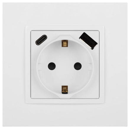 Розетка со шторками с USB type-A+C Эра Elegance 14-4108-01М Б0067710