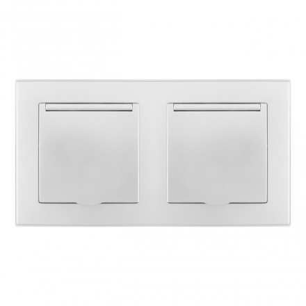 Розетка двойная (двухпостовая) с/з и шторками Arte Milano SET06-2-41-1x2 silver