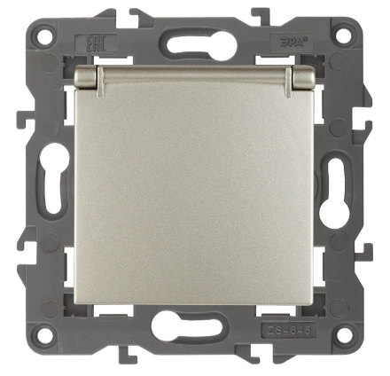 Розетка 2P+E Schuko со шторками с крышкой Эра 14-2103-04 Б0034281