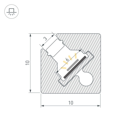 Профиль c экраном Arlight SL-KANT-H10-SQUARE-2000 CHAMPAGNE GOLD (Алюминий+пластик) 055320