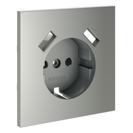 Накладка для розетки с заземлением и защитными шторками, с USB A+A Voltum S70 (сталь) VLS000905