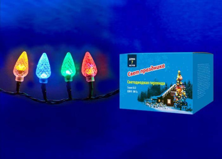 Светодиодная гирлянда (UL-00005474) Uniel Клубничка 220V разноцветный ULD-S0700-050/DGA Multi IP20 Strawberry