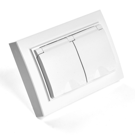 Розетка 2-местная с/з с крышкой Stekker Эрна PST16-9015-01 49139