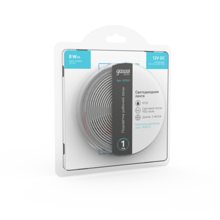 Светодиодная лента Gauss 12В 5050 8Вт/м 4000K 2м IP20 BT021
