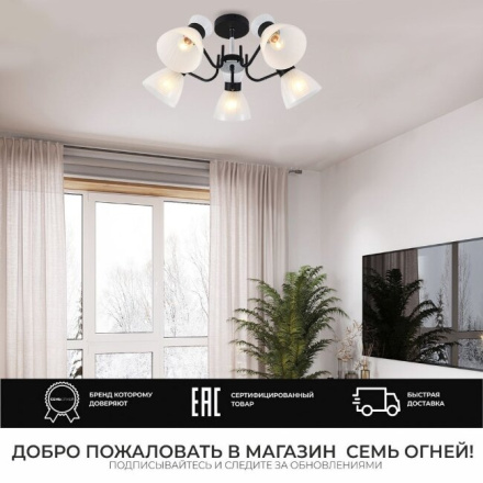 Люстра на штанге Seven Fires Tariya SF3346/5C-BK-CR-WT