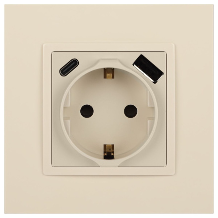 Розетка со шторками с USB type-A+C Эра Elegance 14-4108-02 Б0067725