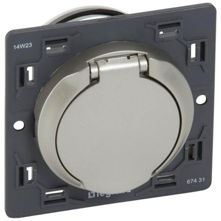 Розетка стационарной уборочной системы Legrand Celiane бесконтактная титановая 067431