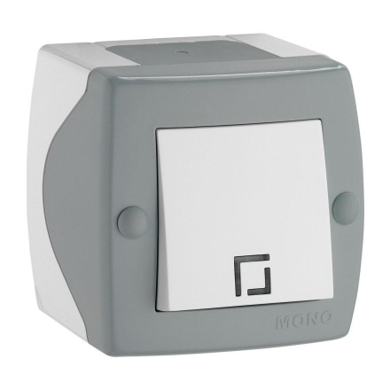 Выключатель одноклавишный Mono Electric Octans IP20 10А 250В бело-серый 104-020001-100